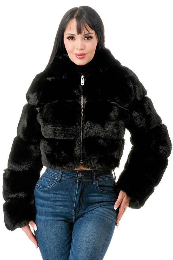 Cuddleme Faux Black Fur Coat