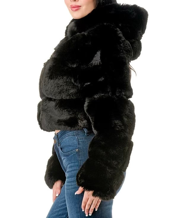 Cuddleme Faux Black Fur Coat