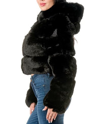 Thumbnail for Cuddleme Faux Black Fur Coat