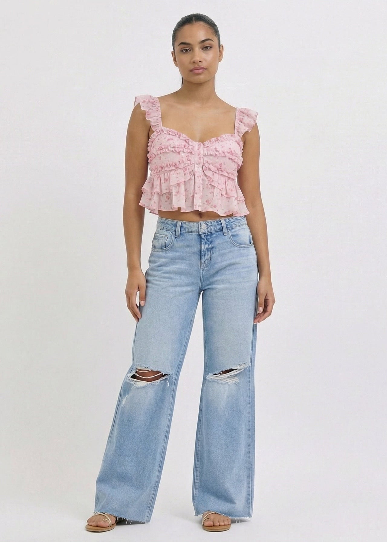 womens Bloom Babe Ruffle Top