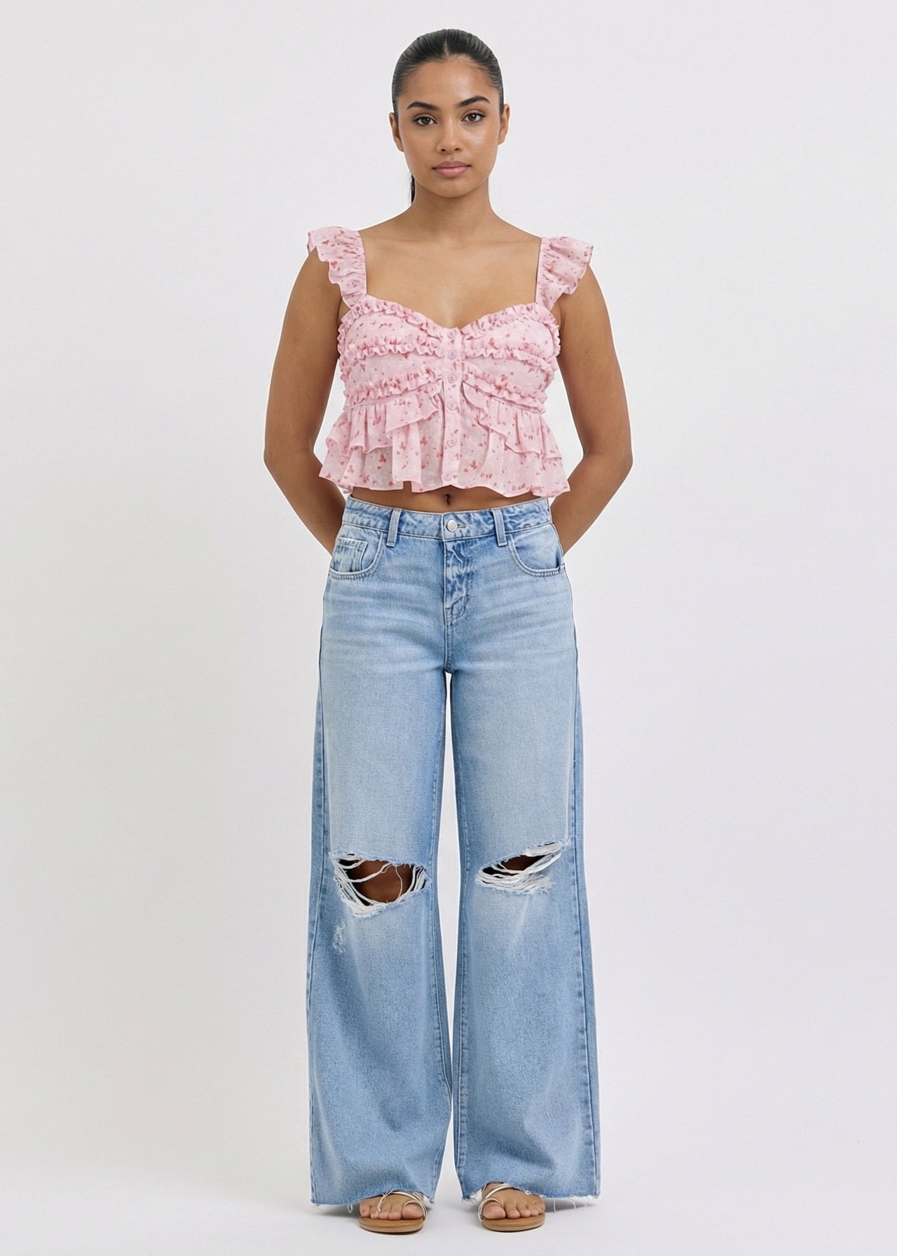 womens Bloom Babe Ruffle Top
