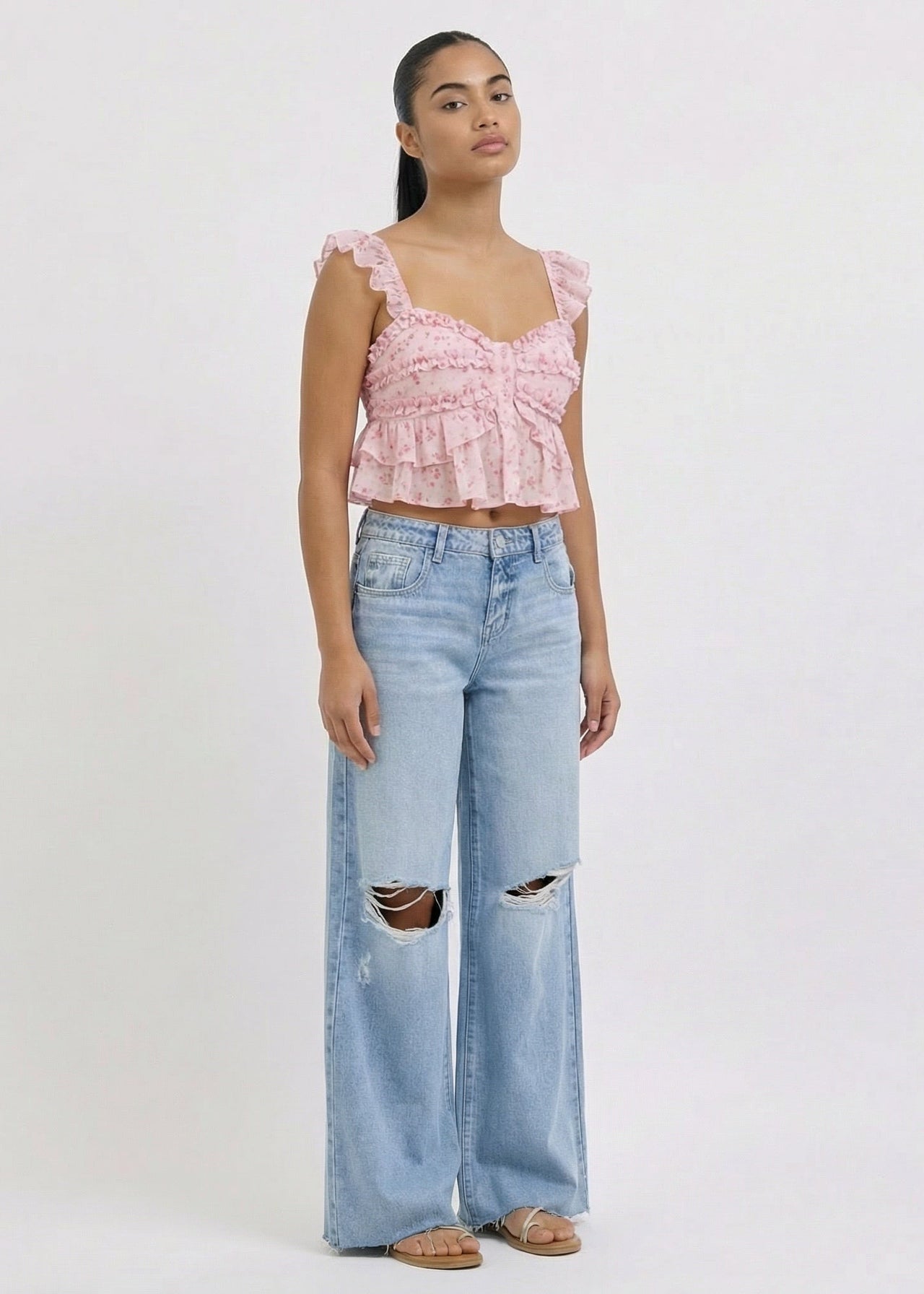 womens Bloom Babe Ruffle Top
