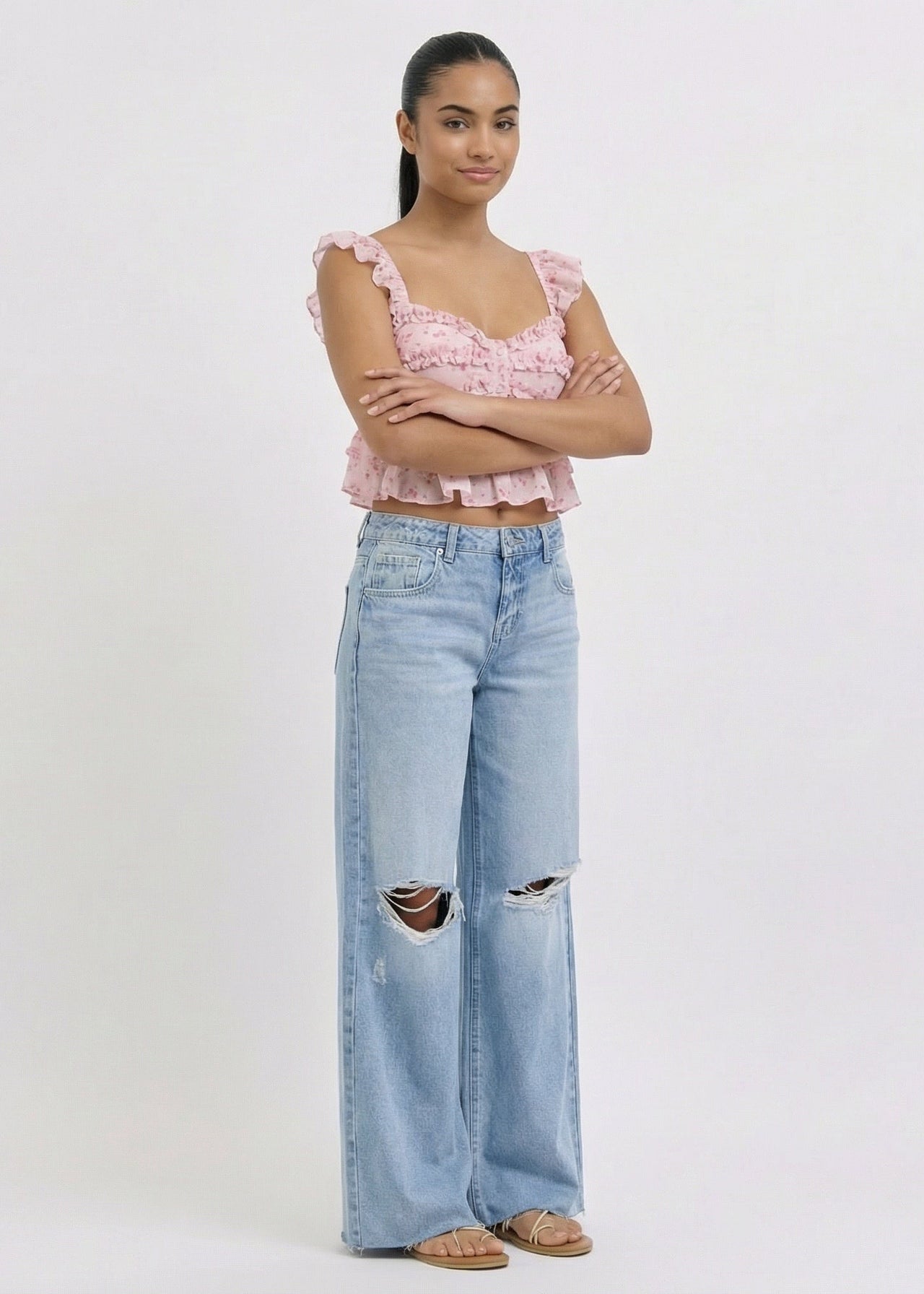 womens Bloom Babe Ruffle Top