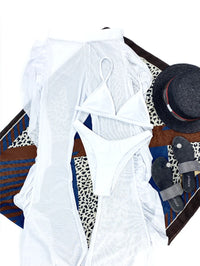 Thumbnail for Sandy Bikini and Ruffled Lace Three Piece Beachwear Set