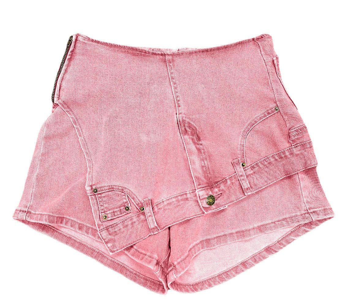 Foreign Girl Stretchy Women's Denim Shorts Pink Seal