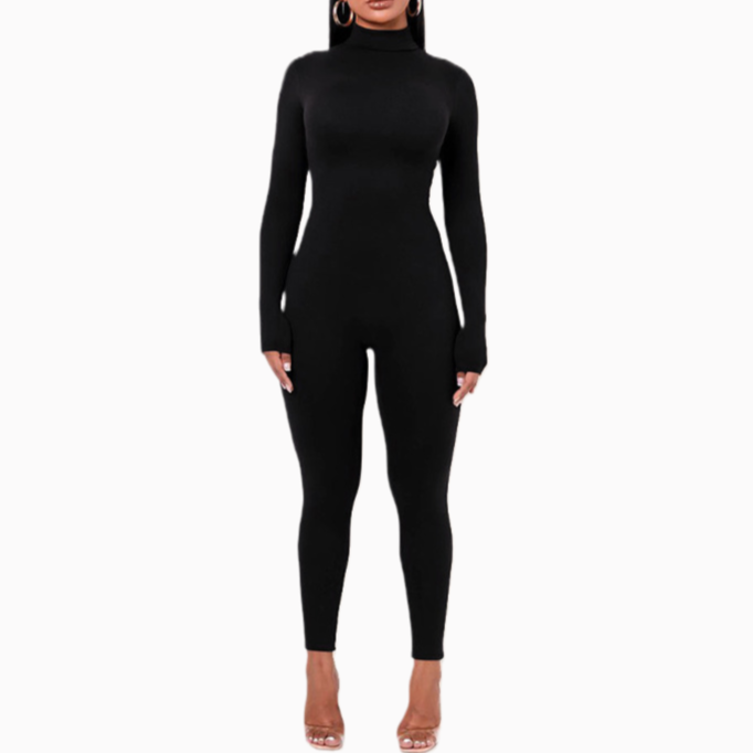 Sexy Lady Tee Turtleneck Jumpsuit - Pink Seal
