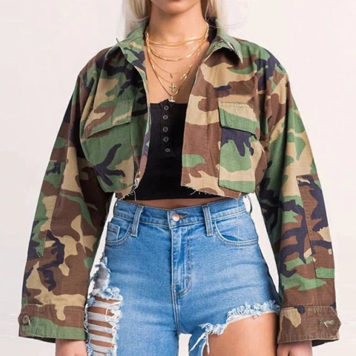 TruVeil Crop Camo Jacket For Women | Pink Seal
